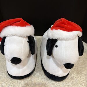 Peanuts Plush Snoopy Christmas Slippers Holiday Adult Size 9/10 see pics